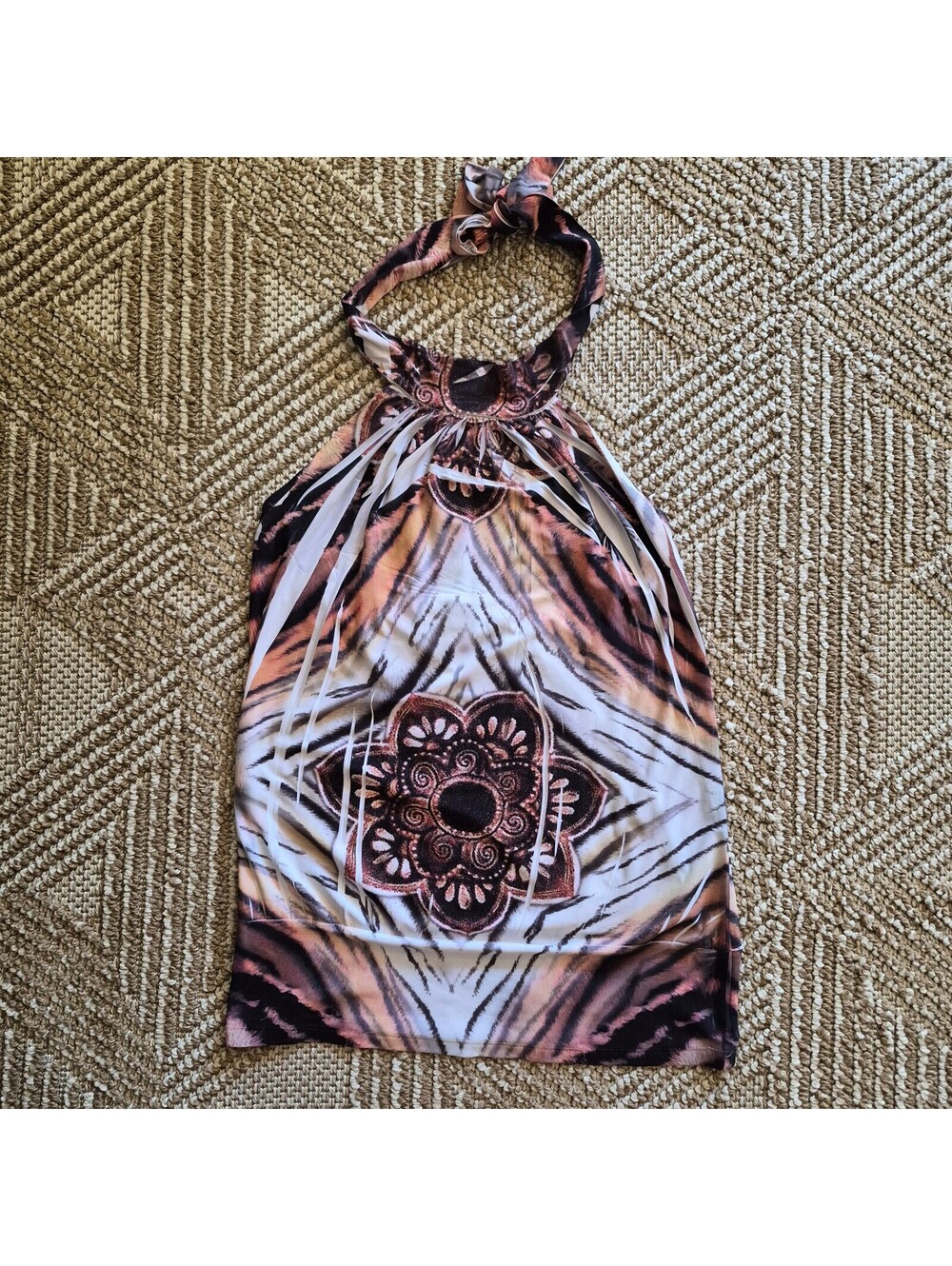 Vintage Y2K Dots Cyber Tribal Sublimation Halter M